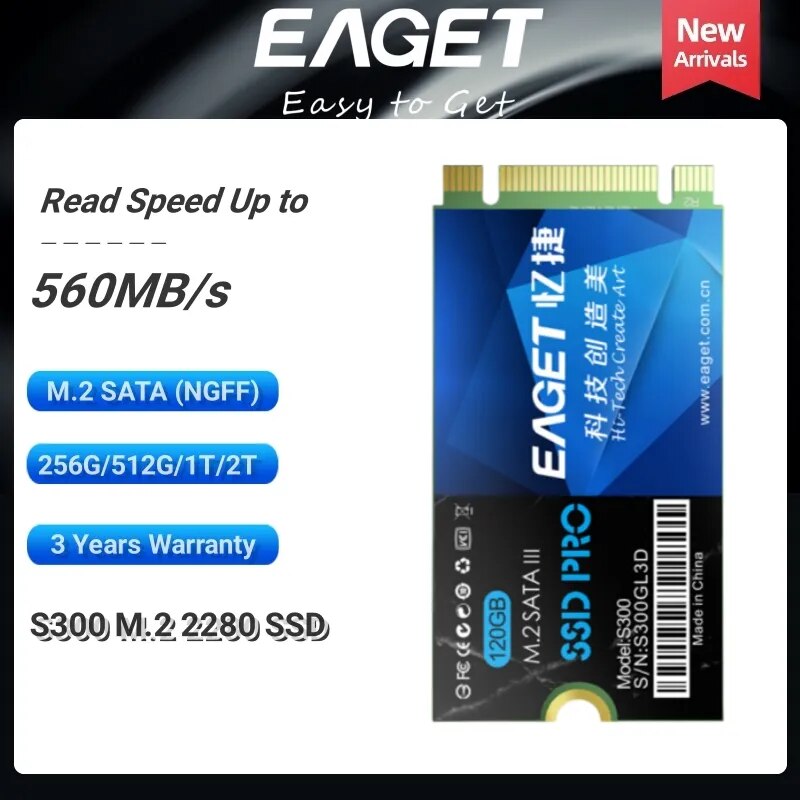 EAGET S300 M.2 SATA SSD, NGFF, 128GB, 256GB, 512GB, 1TB, 2TB, M2 SATA SSD, SATA3, 6GB 내장 솔리드 스테이트 드라이브 하드 디스크, 노트북용